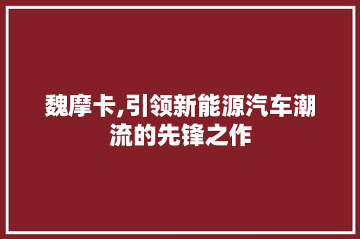 魏摩卡,引领新能源汽车潮流的先锋之作