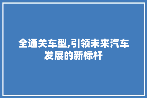 全通关车型,引领未来汽车发展的新标杆