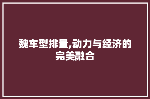 魏车型排量,动力与经济的完美融合