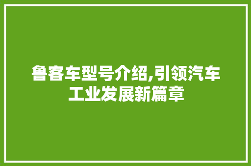 鲁客车型号介绍,引领汽车工业发展新篇章