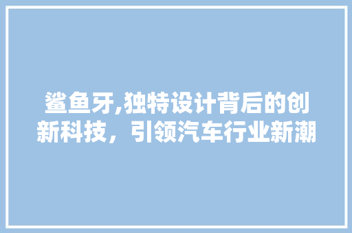 鲨鱼牙,独特设计背后的创新科技，引领汽车行业新潮流