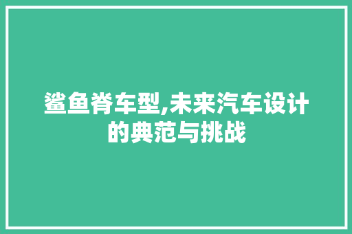 鲨鱼脊车型,未来汽车设计的典范与挑战