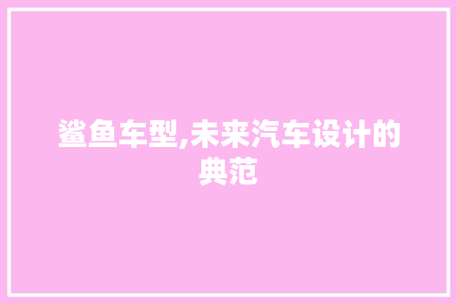 鲨鱼车型,未来汽车设计的典范