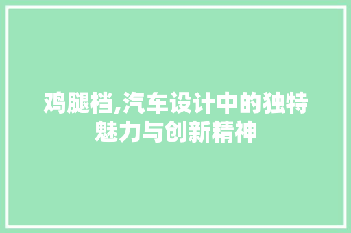 鸡腿档,汽车设计中的独特魅力与创新精神