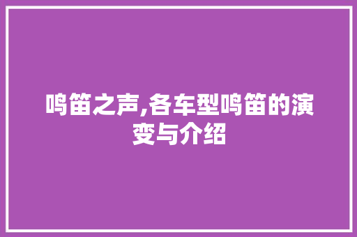 鸣笛之声,各车型鸣笛的演变与介绍