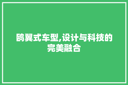 鸥翼式车型,设计与科技的完美融合