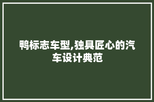 鸭标志车型,独具匠心的汽车设计典范