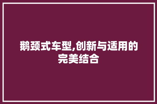 鹅颈式车型,创新与适用的完美结合