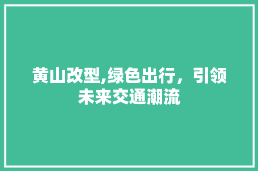 黄山改型,绿色出行，引领未来交通潮流