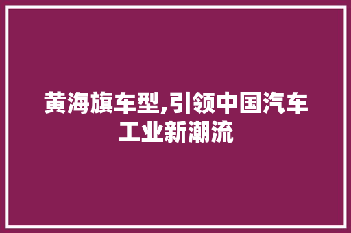黄海旗车型,引领中国汽车工业新潮流