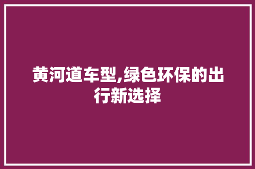 黄河道车型,绿色环保的出行新选择
