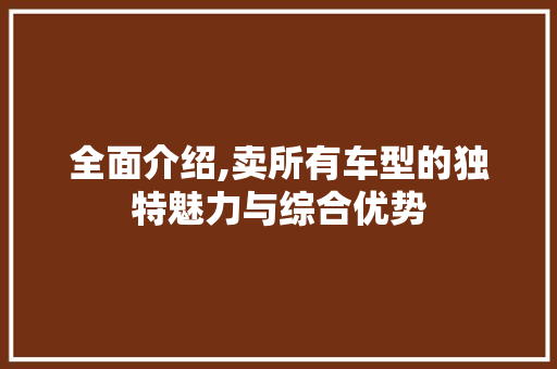 全面介绍,卖所有车型的独特魅力与综合优势