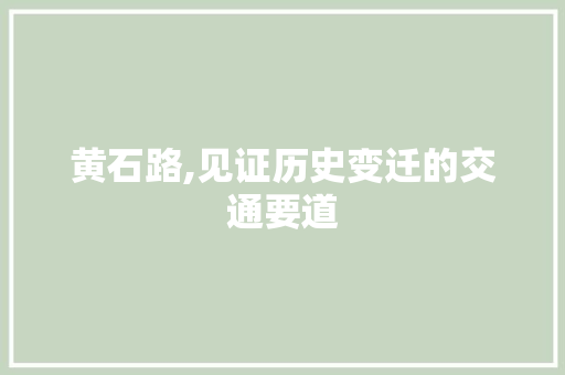 黄石路,见证历史变迁的交通要道