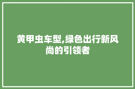 黄甲虫车型,绿色出行新风尚的引领者