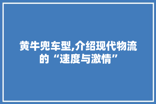 黄牛兜车型,介绍现代物流的“速度与激情”