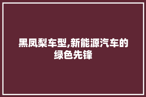 黑凤梨车型,新能源汽车的绿色先锋
