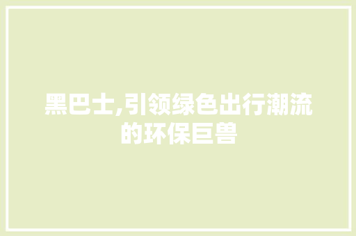 黑巴士,引领绿色出行潮流的环保巨兽