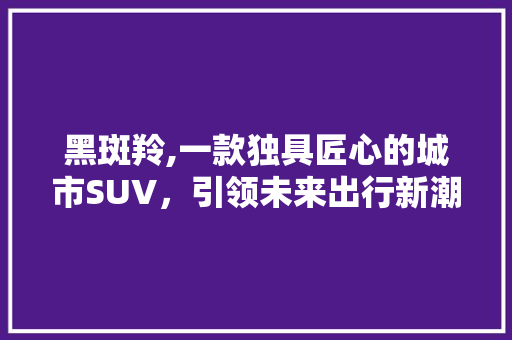 黑斑羚,一款独具匠心的城市SUV，引领未来出行新潮流