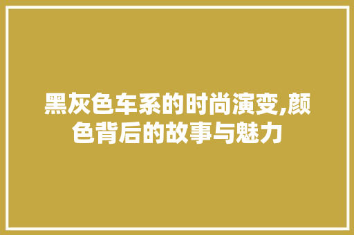 黑灰色车系的时尚演变,颜色背后的故事与魅力