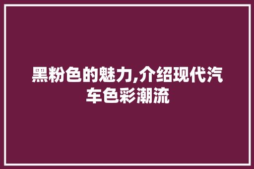 黑粉色的魅力,介绍现代汽车色彩潮流