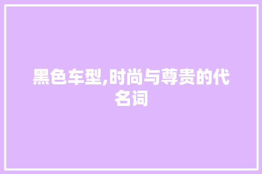 黑色车型,时尚与尊贵的代名词