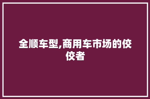 全顺车型,商用车市场的佼佼者
