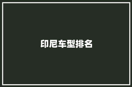 印尼车型排名