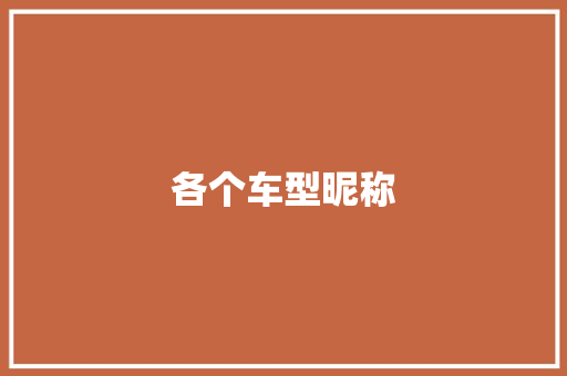各个车型昵称