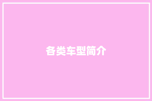 各类车型简介