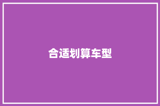 合适划算车型