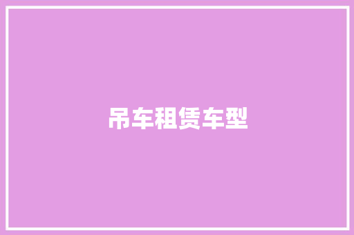 吊车租赁车型