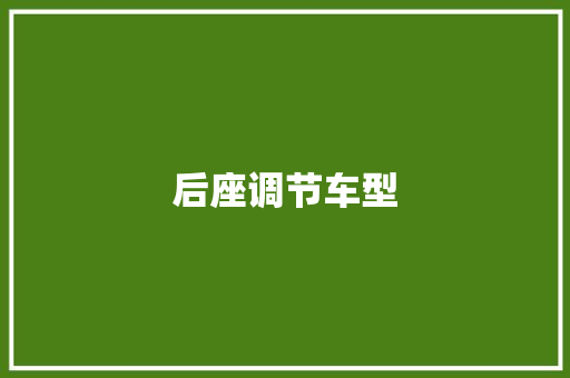 后座调节车型