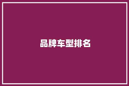 品牌车型排名