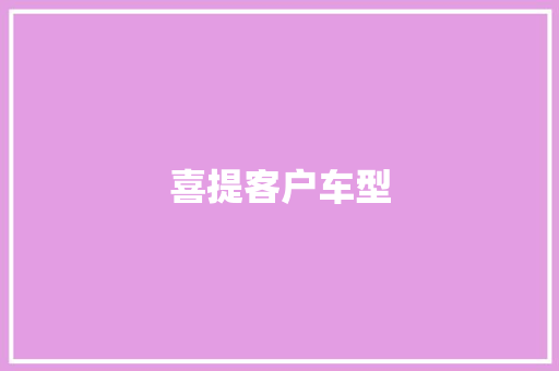喜提客户车型