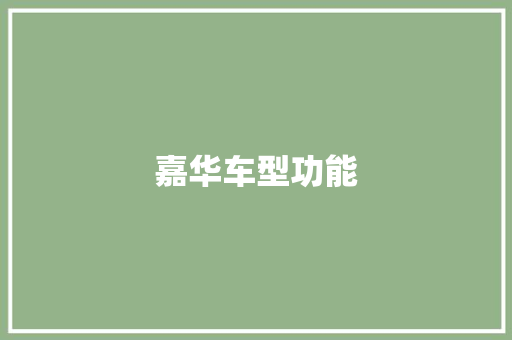 嘉华车型功能