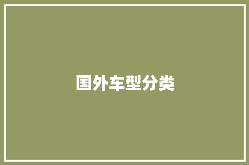 国外车型分类
