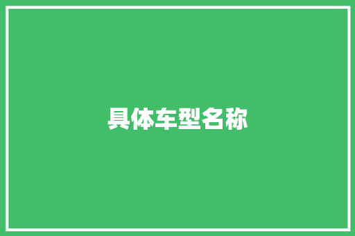 具体车型名称