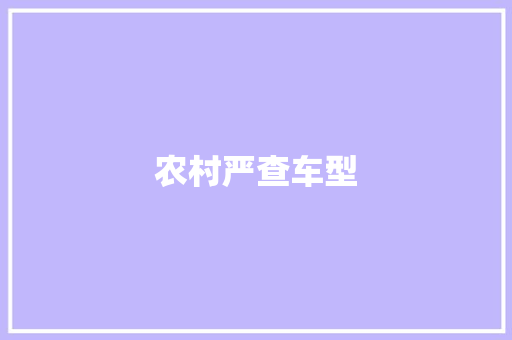 农村严查车型