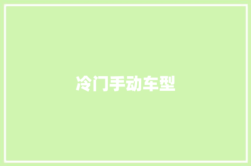 冷门手动车型