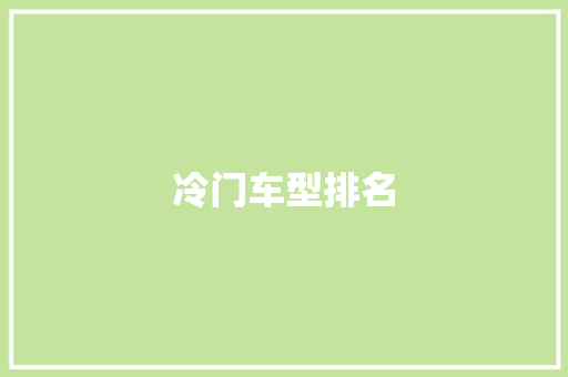 冷门车型排名