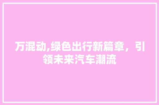 万混动,绿色出行新篇章，引领未来汽车潮流