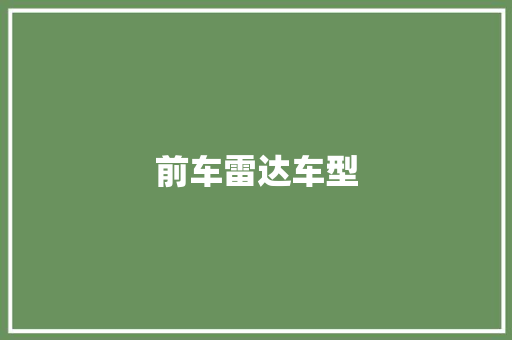 前车雷达车型