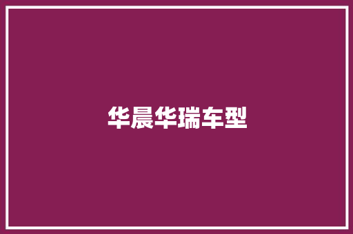 华晨华瑞车型