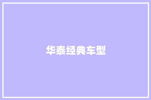 华泰经典车型