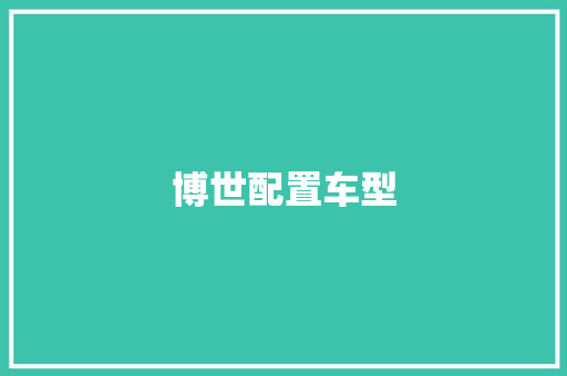 博世配置车型