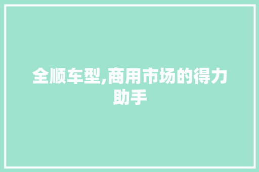 全顺车型,商用市场的得力助手