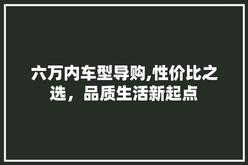 六万内车型导购,性价比之选，品质生活新起点