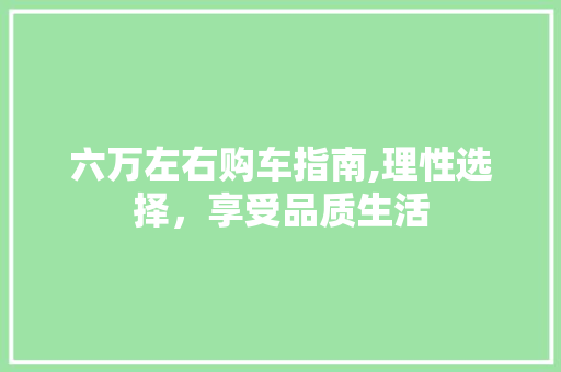 六万左右购车指南,理性选择，享受品质生活