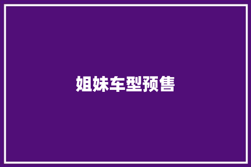 姐妹车型预售