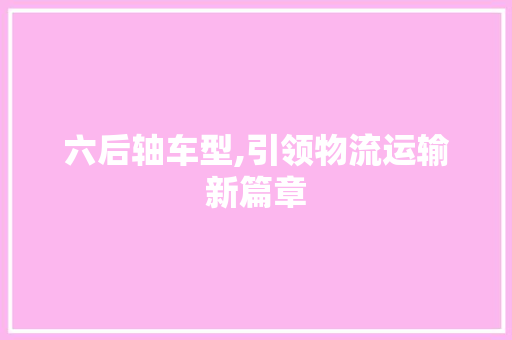 六后轴车型,引领物流运输新篇章